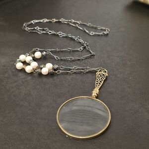 Vintage Magnifying Pendant Necklace Mid-Century Revival